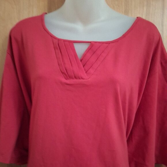 Catherines Suprema Collection women's tunic top red plus size 5X cotton - Picture 4 of 6